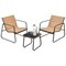 Costway 3 Pieces Patio Conversation Set Outdoor Metal Chair & Table Tempered Glass Top